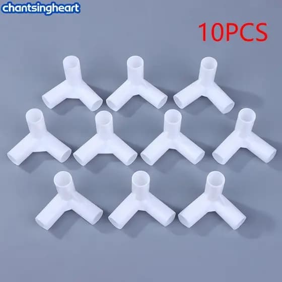 CHANT Conector De Tubo Branco De Plástico , 10 Peças , 12mm , Prateleira DIY , Tenda , Montagem De Junta Fixa , T , Coto