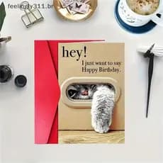 FEELI Cartão De Aniversário De Gato Fofo E Engraçado Convite Do Dia Dos Namorados Design Dachshund Com Envelope Presente