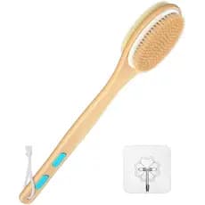 Escova para Costas para Banho, Escova de Banho com Cabo Longo e Lados Macios e Duros, Esfoliante Corporal