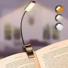 Luz de leitura recarregável com 9 LEDs, adequada para leitura na cama, proteção para os olhos, escurecimento gradual.