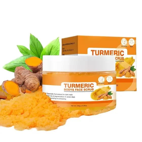 Esfoliante Corporal de Açúcar com Cúrcuma, Clareador Corporal, Melhora Manchas Escuras, Remove Células Mortas, para Área