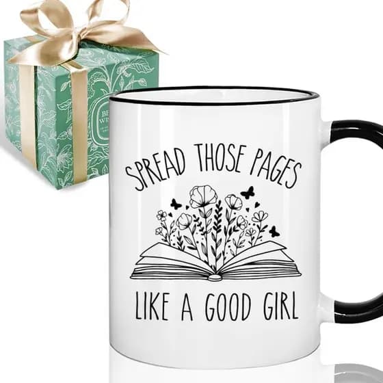 Caneca de Café Criativa com Tema de Livro para Amantes de Livros, Leitoras, Abra Essas Páginas Como uma Boa Menina, Pres