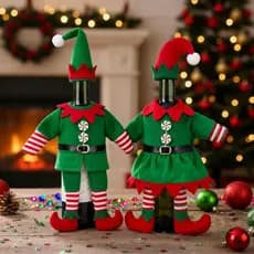 PAIOOW Christmas Elf Bottle Cap Set, a charming bottle decoration ideal for holiday and New Year's party table settings.