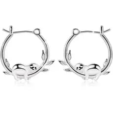 Sloth Earrings for Women Girls - Sterling Silver Sloth Hoop Earrings for Teens Hypoallergenic Cute Animal Earrings for S