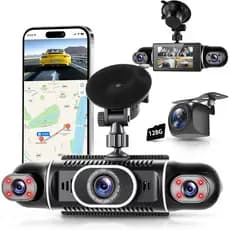360 °   Câmera Veicular Frontal/Traseira/Interior/Lateral 4-Canais FHD 2K+1080P×3 com WiFi, Controle por APP, Cartão SD