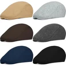 6 Peças de Bonés Masculinos Estilo Newsboy, Bonés Gatsby, Bonés de Motorista, Bonés de Caça, Bonés Planos Newsboy, Chapé