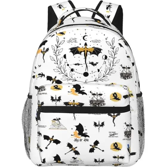 Mochila Fashion com Asas de Dragão, Mochila Casual para Faculdade, Mochila de Viagem com Zíper, Mochila de Ombro para Hi