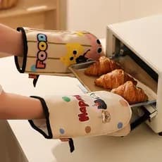 Luvas de microondas cozinha isolamento térmico luvas protetoras bonito dos desenhos animados forno anti-escaldante luvas
