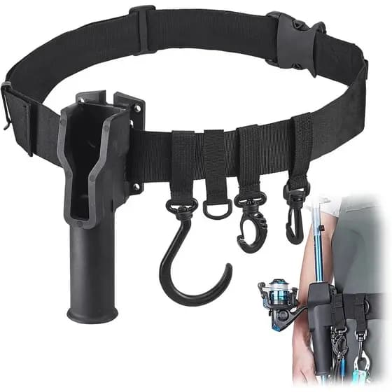 Suporte para vara de pesca, cinto de cintura para pesca, suporte ajustável para vara de pesca para molinete e carretilha