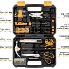 Kit de Ferramentas Manuais para Uso Doméstico DEKOPRO com Caixa de Armazenamento de Plástico, Kit de Ferramentas Multius