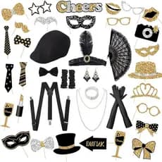 40 Peças de Decoração para Festa dos Anos 1920, Fantasia de Casal para Cosplay, Fantasia Retrô com Tema dos Anos 20, Inc
