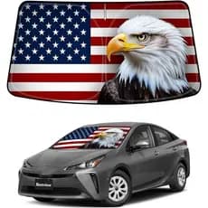 Protetor Solar para Para-brisa Bestview American Eagle Flag para Toyota Prius 2016-2022, Acessório Personalizado Dobráve
