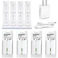 Conjunto de Carregador de Bateria Compatível com Controle Remoto Wii e Wiiu: 4 Baterias Recarregáveis, Estação de Carreg