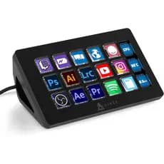 Controlador de Estúdio de Streaming A.JAZZ AKP153 com Teclado Tipo-C com Fio, 15 Teclas Macro LCD e 1 Tela Lateral, Supo
