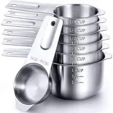 Copos Medidores, Medidores de Aço Inoxidável de Grau Alimentício para Cozinha, Culinária e Confeitaria (Conjunto de 7)