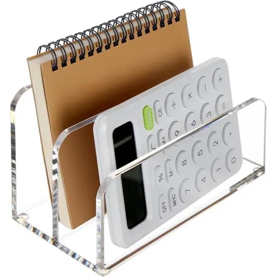 Organizador de Documentos em Acrílico DINGHUO para Mesa, 2 Seções Transparentes, Organizador de Documentos Pequenos para