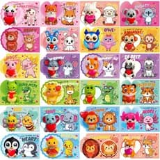 24 Peças de Brinquedos Squishy em Forma de Coração de Animal, Presentes para o Dia dos Namorados com Cartões, Lembrancin
