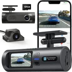Câmera Veicular Dupla 4K Frontal e Traseira 4K/1080P Full HD para Carros, Câmera Automotiva com Wi-Fi 5G e Controle por