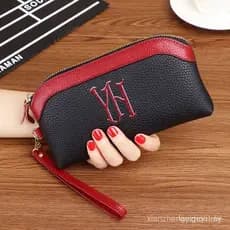 Bolsa Clutch de Couro Genuíno Estilo Novo 2026, Carteira Feminina, Porta-Moedas Longo, Bolsa para Celular, Clutch de Gra