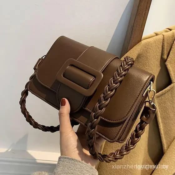 Bolsa de Couro Macio mkIfashion Americana Outono Inverno 2025, Novo Estilo Feminino, Transversal, Versátil, de Ombro Úni