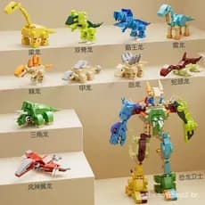 Blocos de montar de dinossauros, brinquedos educativos infantis, robôs mecânicos combináveis e transformáveis, modelos d