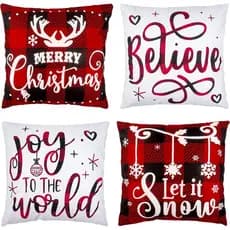 Capas de Almofada de Natal 18x18 Conjunto de 4 Capas de Almofada de Inverno Capas de Almofada com Estampa Xadrez Buffalo