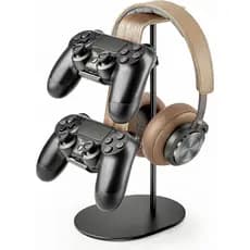 Suporte para Controle e Headset, Suporte de Alumínio e Madeira para Controle e Fone de Ouvido para PS5, PS4, Xbox One, N