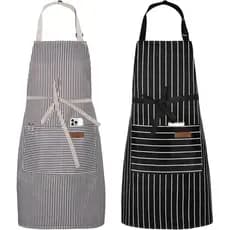 Conjunto de 2 Aventais de Cozinha, Aventais Ajustáveis com 2 Bolsos para Homens e Mulheres, Avental de Chef