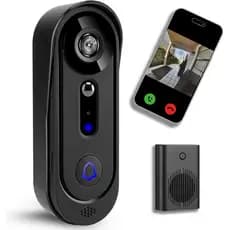 Campainha de Vídeo Sem Fio, Câmera de Campainha com Sinal Sonoro, Armazenamento em Nuvem, Visão Noturna, Detecção de Mov