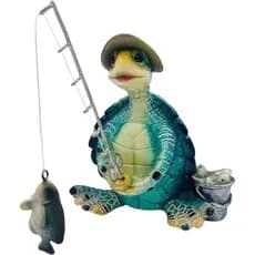 Decoração de Tartaruga Pescadora, Estátuas de Jardim de Verão, Decorações Náuticas Costeiras de Praia, Presentes de Deco
