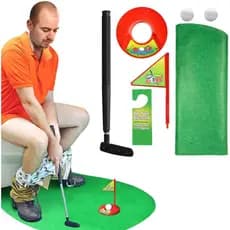 Conjunto de Jogo de Golfe para Banheiro Novelty Place - Pratique Mini Golfe em Qualquer Banheiro - Presentes Engraçados