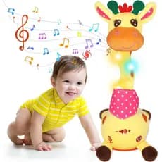 Brinquedo de Girafa Dançante e Falante com Luzes LED, Cantando Canções Infantis, Repete o que Você Diz (Gravação de Áudi