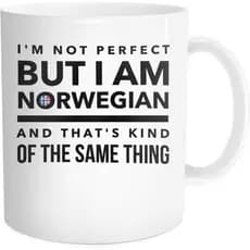 Caneca de Café Norueguesa Waldeal, "Eu Não Sou Perfeito, Mas Sou Norueguês e Isso Quase É a Mesma Coisa", Caneca com Ban