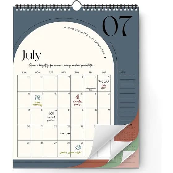Calendário de 2025, Calendário de Parede de maio de 2025 a dezembro de 2026, 20 meses estéticos, Calendário de Parede 20