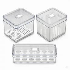 Kit Trio Organizador Geladeira 3,8L - Organizador Tela + Organizador Cesta Ventilada + Porta Ovos 21