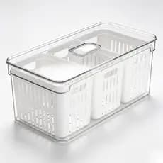 Organizador Geladeira 3 Cestos 6,8L Válvula Plastutti