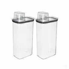 Kit com 2 Porta Sabão Hermético 2,8L - Dispenser com Tampa Flip-Top e Copo Dosador
