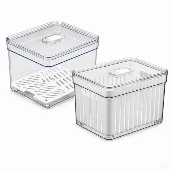 Kit Duo Organizador de Geladeira 3,8L - Organizador com Tela + Organizador Cesta Ventilada