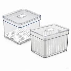 Kit Duo Organizador de Geladeira 3,8L - Organizador com Tela + Organizador Cesta Ventilada