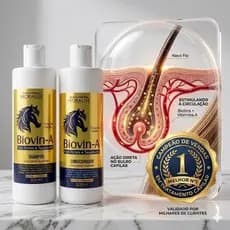 Kit Biovin-A Força De Cavalo 500ml Shampoo E Condicionador Crescimento Capilar Acelerado Anti Queda TOP