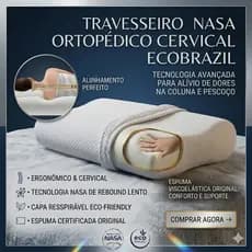 Travesseiro Ortopédico Cervical Original EcoBrazil Espuma Inteligente Antiácaro Sono Profundo Conforto Premium