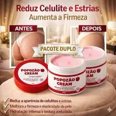 Kit 2 unidades Popozao Cream 200g  Anticelulite para Bumbum  Aumenta a Firmeza  Efeito Aquecimento Full