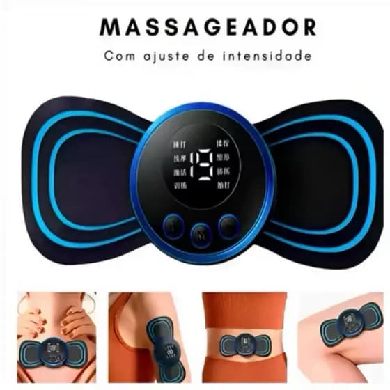 Mini Massageador EMS Estimulador Elétrico Pulso Recarregável - Massagem Portátil Para Pescoço Pernas E Braços Sem Fio