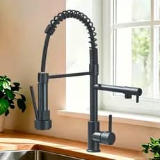 Torneira De Cozinha Gourmet Alça Única Com Extensor De Spray Tubo De Água Flexível Superior Prateado Para Ajuste