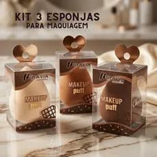Kit 3 Esponjas de Maquiagem Puff, Gota Chanfrada - Miravia Cosmetics