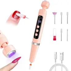 Kit de Lixa Elétrica Sem Fio com Lâmpada UV Integrada, Lixa Elétrica Multifuncional 2 em 1 com Velocidade Ajustável e Di