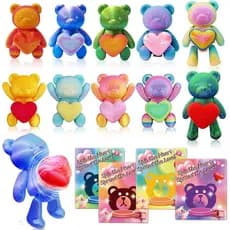 Pacote com 24 Presentes de Natal para Crianças - Brinquedos de Urso Miniatura Impressos em 3D com Corações Giratórios e