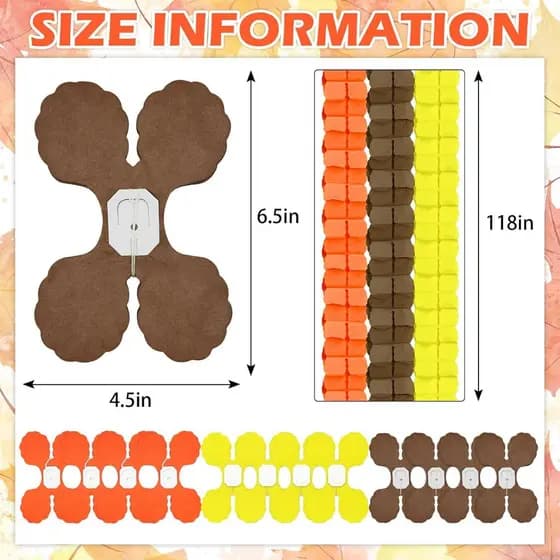 Kit de 12 Peças de Decorações para Festa de Outono, Serpentinas de Papel Laranja, Amarelo e Marrom para Pendurar, Decora