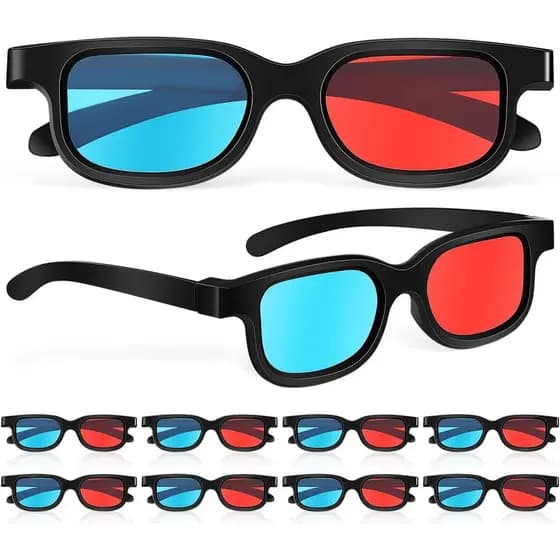 Óculos de Jogos 3D Gadpiparty 10 Peças Vermelho-Azul 3 Óculos de Visualização 3D com Armação de Plástico e Lentes de Res