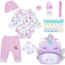 Roupas para Bonecas Reborn, Conjunto de Flores Roxas para Meninas, Acessórios 12 Peças para Bonecas Reborn de 17-22 Pole